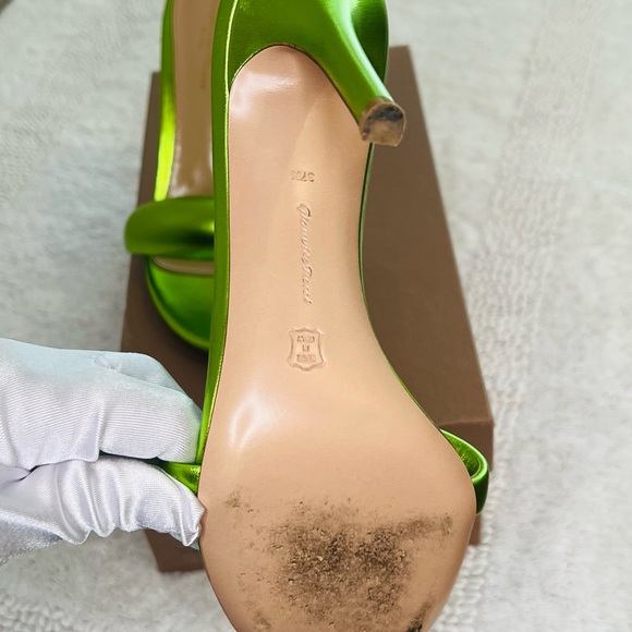 Gianvito Rossi Bijoux Mule 85 Kiwi Green Leather Heels 37.5 - Picture 6 of 8